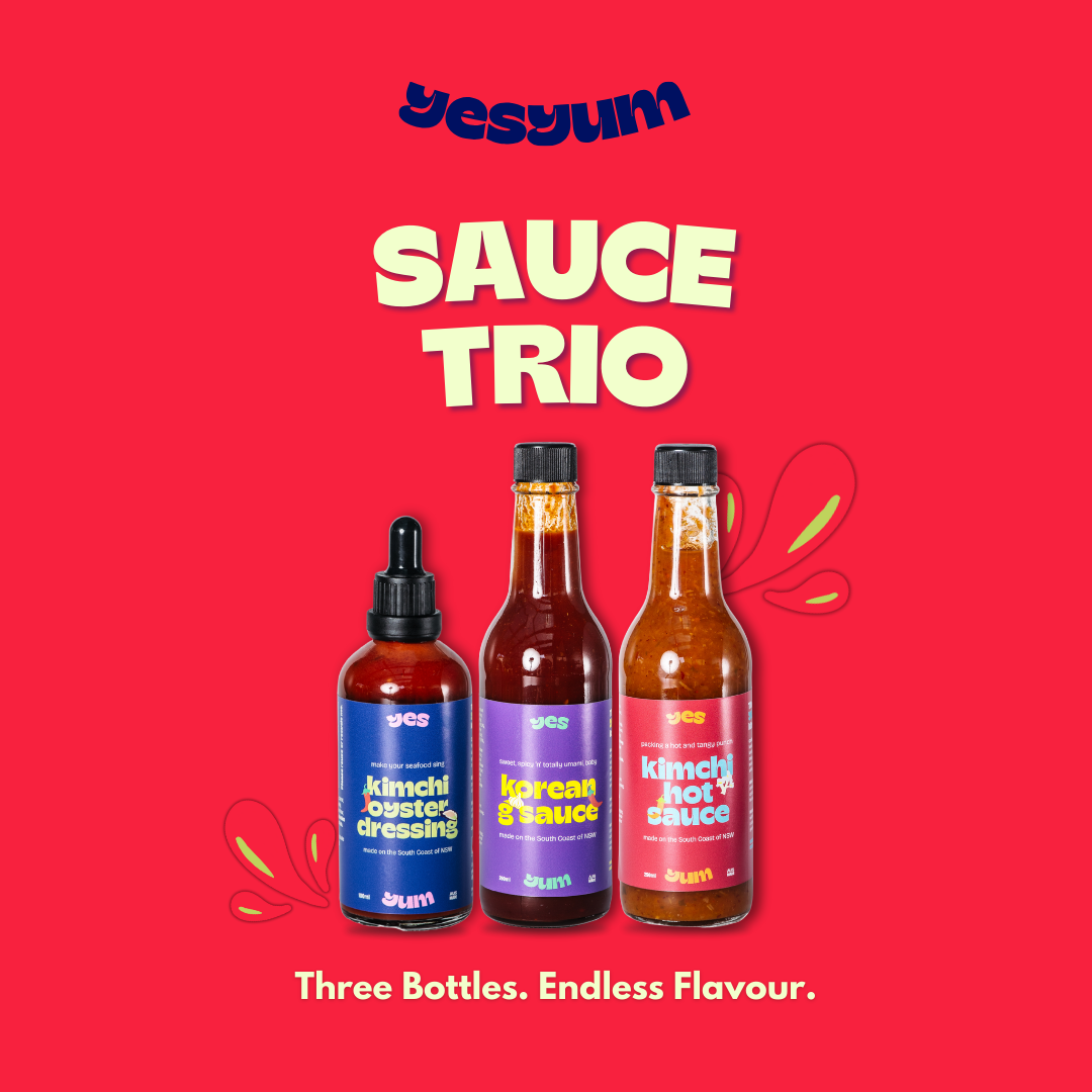 YesYum Sauce Trio – Korean G Sauce, Kimchi Hot Sauce & Kimchi Oyster Sauce